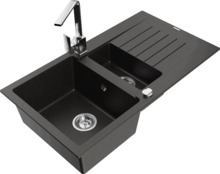 Graniidist köögivalamu Mexen Matias 6502-75-670300-00, 90 x 50.5 x 20 cm, must/kuldne, segisti ja sifooniga
