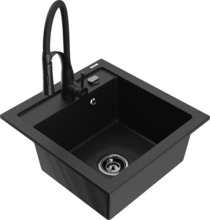 Graniidist köögivalamu Mexen Vito 6503-77-73450-70-B, 52 x 49 x 21 cm, must, segisti ja sifooniga