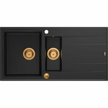 Köögivalamu GraniteQ Evan 156 HQE510050U7PVDC1P2O, 100 x 50 x 21 cm, süsimust/vask
