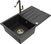 Graniidist köögivalamu Mexen Bruno 6513-73-670401-57, 79.5 x 49.5 x 20 cm, must/hõbe metallic, koos segisti ja sifooniga