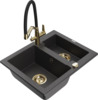Graniidist köögivalamu Mexen Carlos 6518-76-671701-57-G, 58 x 47 x 17.7 cm, must täpiline, koos segisti ja sifooniga