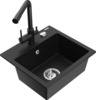 Graniidist köögivalamu Mexen Milo 6505-77-671600-70, 43.5 x 41 x 17.1 cm, must, koos segisti ja sifooniga