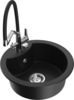 Graniidist köögivalamu Mexen Diego 6512-77-671701-07, 48 x 48 x 16.7 cm, must/kroom, segisti ja sifooniga