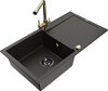 Graniidist köögivalamu Mexen Leo 6501-75-671600-50-B, 90 x 50 x 19 cm, must/kuldne metallic, segisti ja sifooniga