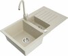 Graniidist köögivalamu Mexen Matias 6502-69-670200-69, 90 x 50.5 x 20 cm, beež, koos segisti ja sifooniga