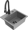 Graniidist köögivalamu Mexen Milo 6505-71-670101-70-B, 43.5 x 41 x 17.1 cm, hall/must, segisti ja sifooniga