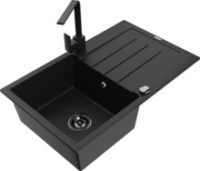 Graniidist köögivalamu Mexen Bruno 6513-77-670300-70-B, 79 x 49 x 20 cm, must, segisti ja sifooniga