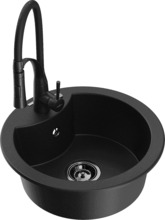 Graniidist köögivalamu Mexen Diego 6512-77-73450-70-B, 48 x 48 x 16.7 cm, must, segisti ja sifooniga