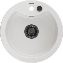 Graniidist köögivalamu Mexen Diego 6512481000-20-B, 488 x 480 mm, valge, sifooniga, must