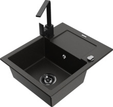 Graniidist köögivalamu Mexen Enzo 6506-75-670300-70-B, 57.6 x 46.5 x 17.4 cm, must/kuldne metallic, koos segisti ja sifooniga