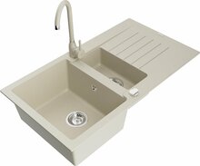 Graniidist köögivalamu Mexen Matias 6502-69-670200-69, 90 x 50.5 x 20 cm, beež, koos segisti ja sifooniga
