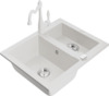 Graniidist köögivalamu Mexen Carlos 6518-20-670700-20, 58 x 47 x 17.7 cm, valge, segisti ja sifooniga