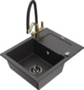Graniidist köögivalamu Mexen Enzo 6506-76-671701-57-B, 57.6 x 46.5 x 17.4 cm, must marmor, segisti ja sifooniga