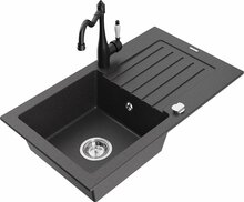 Graniidist köögivalamu Mexen Pablo 6510-76-670700-70, 75.2 x 43.6 x 16.1 cm, must graniit, segisti ja sifooniga