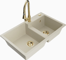 Graniidist köögivalamu Mexen Tomas 6516-69-670101-50, 80 x 50 x 19 cm, beež, segisti ja sifooniga