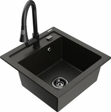 Graniidist köögivalamu Mexen Vito 6503-75-670101-70-B, 52 x 49 x 21 cm, metallic must/kuldne, segisti ja sifooniga