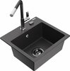 Graniidist köögivalamu Mexen Milo 6505-76-670401-07-B, 43 x 41 x 17 cm, must täpiline, koos segisti ja sifooniga
