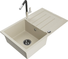 Graniidist köögivalamu Mexen Bruno 6513-69-670401-07-B, 79.5 x 49.5 x 20 cm, beež, koos segisti ja sifooniga