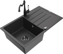 Graniidist köögivalamu Mexen Bruno 6513-76-670700-70-B, 79.5 x 49.5 x 20 cm, must, segisti ja sifooniga