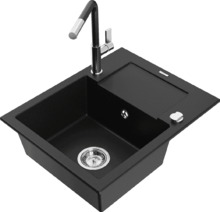 Graniidist köögivalamu Mexen Enzo 6506-77-670401-07, 57.6 x 46.5 x 17.4 cm, must, koos segisti ja sifooniga