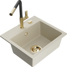 Graniidist köögivalamu Mexen Milo 6505-69-670401-57-G, 43.5 x 41 x 17.1 cm, beež, segisti ja sifooniga