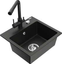 Graniidist köögivalamu Mexen Milo 6505-75-671600-70, 43.5 x 41 x 17.1 cm, must/kuldne metallic, segisti ja sifooniga