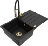Graniidist köögivalamu Mexen Bruno 6513-77-73450-57-G, 79 x 49 x 20 cm, must/gold, segisti ja sifooniga