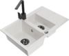 Graniidist köögivalamu Mexen Gaspar 6507-20-670300-70, 73 x 47 x 17.7 cm, valge/must, segisti ja sifooniga