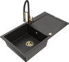 Graniidist köögivalamu Mexen Leo 6501-75-73450-57-G, 90 x 50 x 19 cm, must/kuldne metallic, segisti ja sifooniga