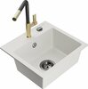 Graniidist köögivalamu Mexen Milo 6505-20-670401-57-B, 43.5 x 41 x 17.1 cm, valge/must/kuldne, segisti ja sifooniga