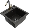 Graniidist köögivalamu Mexen Vito 6503-75-670401-57-B, 49 x 52 x 21 cm, must/kuldne metallic, segisti ja sifooniga