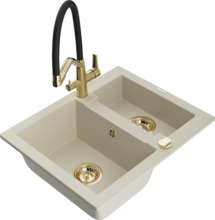 Graniidist köögivalamu Mexen Carlos 6518-69-671701-57-G, 47.5 x 58.2 x 17.7 cm, beež, segisti ja sifooniga