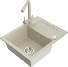 Graniidist köögivalamu Mexen Enzo 6506-69-671600-69, 57.6 x 46.5 x 17.4 cm, beež, koos segisti ja sifooniga