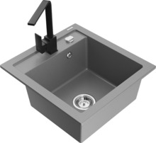 Graniidist köögivalamu Mexen Vito 6503-71-670300-70, 49 x 52 x 21 cm, hall/must, koos segisti ja sifooniga