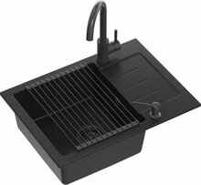 Köögivalamu GraniteQ Johnny 116, 60 x 44 x 18.5 cm, süsimust, segisti, dosaatori ja matiga