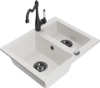 Graniidist köögivalamu Mexen Carlos 6518-20-670700-70, 58 x 47 x 17.7 cm, valge/must, segisti ja sifooniga
