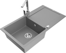 Graniidist köögivalamu Mexen Leo 6501-71-670300-00, 90 x 50 x 19 cm, hall, koos segisti ja sifooniga