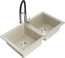 Graniidist köögivalamu Mexen Mario 6504-69-73450-07, 82 x 43.6 x 16.1 cm, beež, koos segisti ja sifooniga