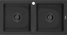Graniidist köögivalamu Mexen Mario 6504822000-73-B, 820 x 436 mm, must/hõbe metallic, sifooniga