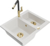 Graniitköögivalamu Mexen Carlos 6518-20-670401-57-G, 58.2 x 47.5 x 17.7 cm, valge, koos segisti ja sifooniga