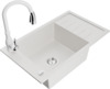 Graniidist köögivalamu Mexen Elias 6511-20-672601-20, 79 x 48 x 20 cm, valge, koos segisti ja sifooniga