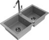 Graniidist köögivalamu Mexen Mario 6504-71-670401-07-B, 82 x 43.6 x 16.1 cm, hall/must/kroom, segisti ja sifooniga