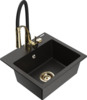 Graniidist köögivalamu Mexen Milo 6505-75-73450-57-G, 43 x 41 x 17.1 cm, must/kuldne metallic, segisti ja sifooniga