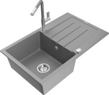 Graniidist köögivalamu Mexen Bruno 6513-71-670401-06, 79 x 49 x 20 cm, hall/kroom, koos segisti ja sifooniga