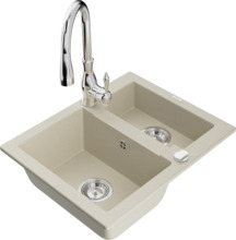 Graniidist köögivalamu Mexen Carlos 6518-69-672601-00, 47.5 x 58.2 x 17.7 cm, beež, koos segisti ja sifooniga