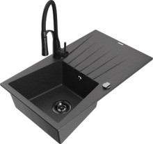 Graniidist köögivalamu Mexen Cesar 6514-76-73450-70-B, 77.5 x 47 x 20 cm, must, segisti ja sifooniga