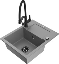 Graniitköögivalamu Mexen Enzo 6506-71-671701-70-B, 57.6 x 46.5 x 17.4 cm, hall/must, koos segisti ja sifooniga