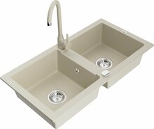 Graniidist köögivalamu Mexen Mario 6504-69-670200-69, 82 x 43.6 x 16.1 cm, beež, koos segisti ja sifooniga