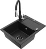 Graniitköögivalamu Mexen Enzo 6506-73-672601-70, 57.6 x 46.5 x 17.4 cm, must/hõbe metallic, segisti ja sifooniga