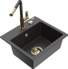 Graniidist köögivalamu Mexen Milo 6505-76-670401-75-G, 43 x 41 x 17 cm, must täpiline, koos segisti ja sifooniga